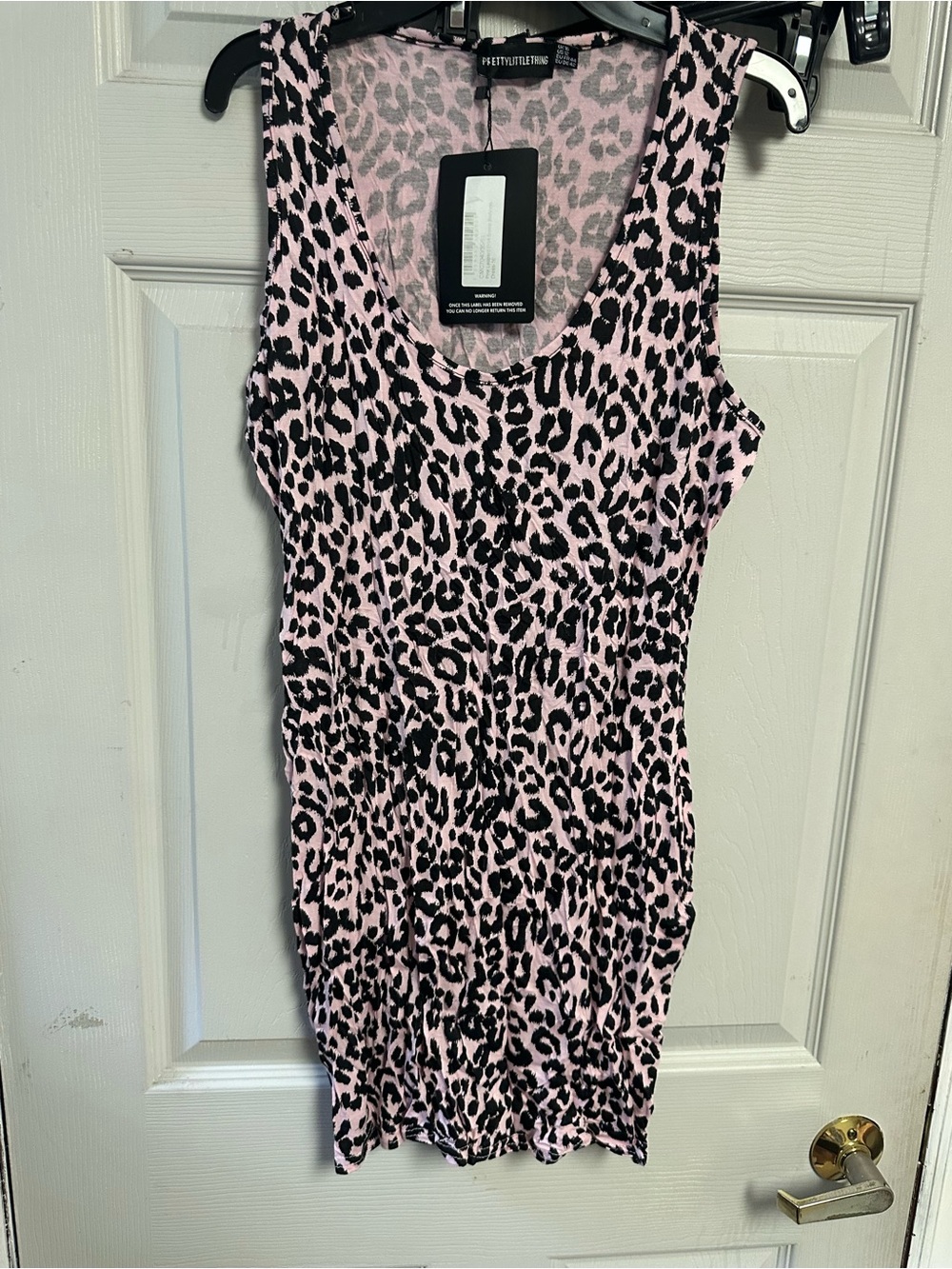PrettyLittleThing Pink and Black Leopard Print Tank Mini Dress